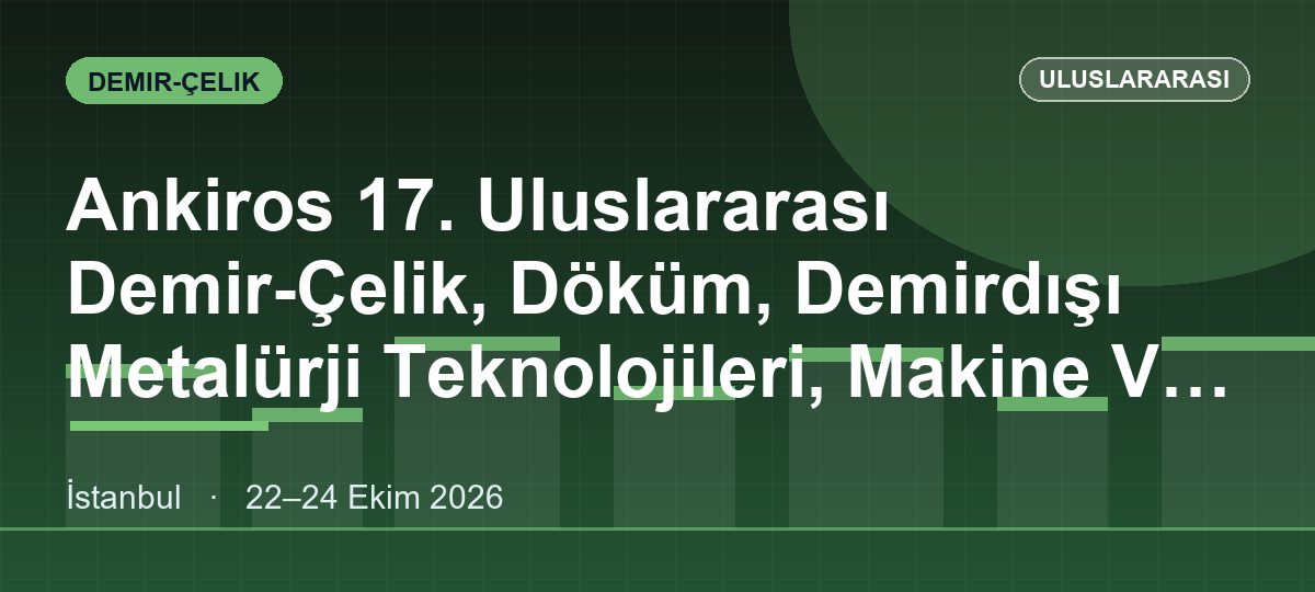 Ankiros 17. Uluslararası Demir-Çelik, Döküm, Demirdışı Metalürji Teknolojileri, Makine Ve Ürünleri İhtisas Fuarı