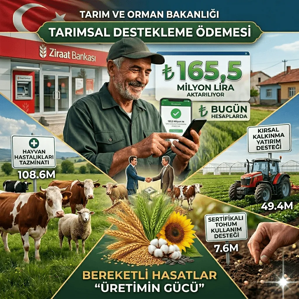165,5 Milyon Liralık Tarımsal Destek Ödemesi Hesaplara Yatıyor! Bakan Yumaklı Müjdeyi Duyurdu