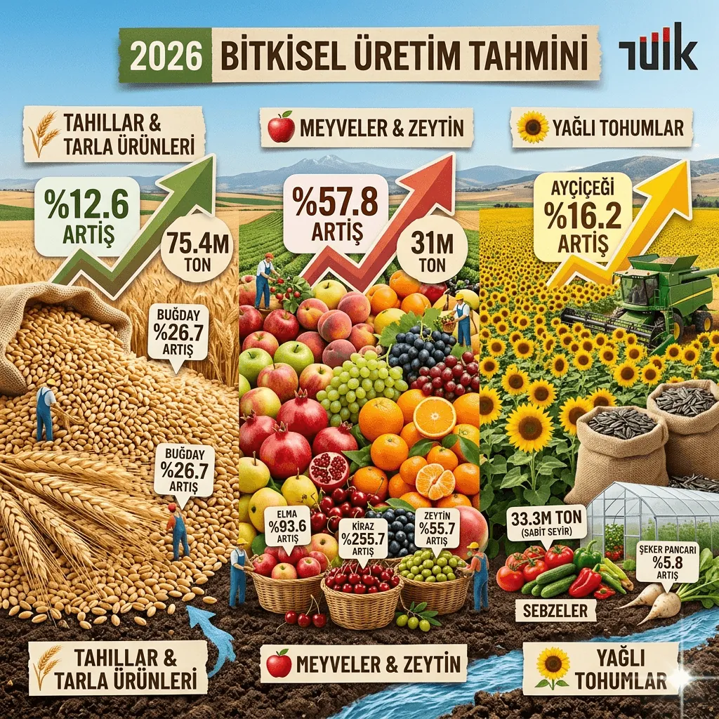 2026 Bitkisel Üretim Tahmini Açıklandı: Tarımda Tahıl ve Meyve Üretiminde Rekor Artış Beklentisi