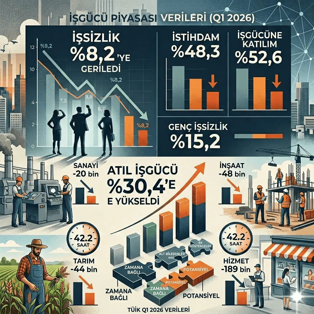 2026 İlk Çeyrek İşgücü Verileri Açıklandı: Türkiye’de İşsizlik %8,2’ye Gerilerken Atıl İşgücü %30,4’e Yükseldi
