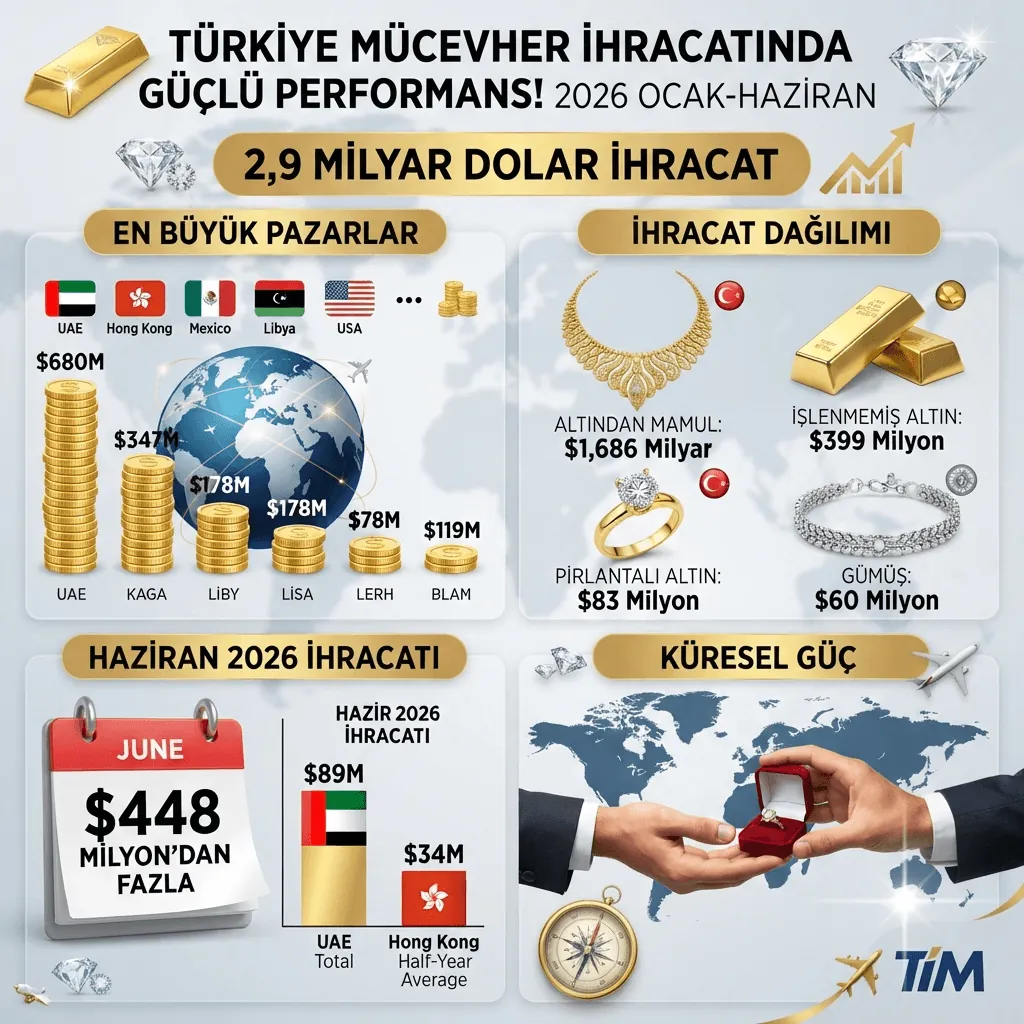 2026 Mücevher İhracatında 2,9 Milyar Dolarlık Rekor! BAE Zirvede, Hong Kong ve Meksika İlk Sırada