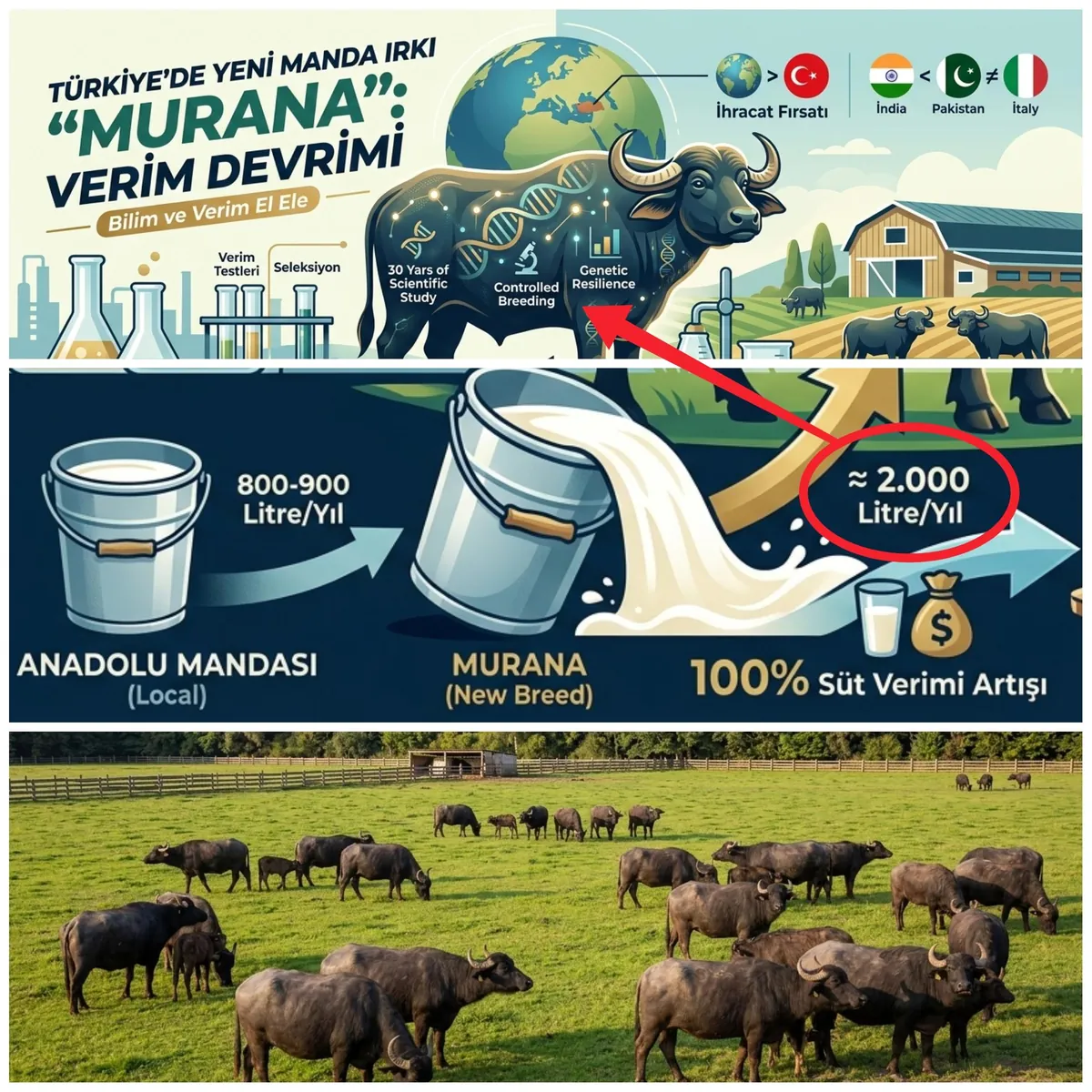 30 Yıllık Çalışma Sonuç Verdi. Türkiye’de Hayvancılıkta Devrim: “Murana” Manda Irkı Süt Verimini 2 Kat Artırdı
