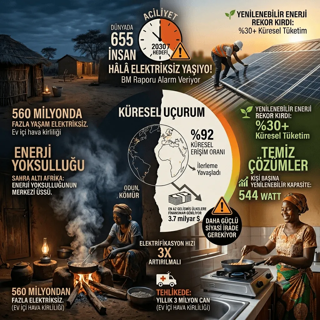 655 Milyon İnsan Hâlâ Elektriksiz: BM'nin Yeni Raporu Küresel Enerji Eşitsizliğini Gözler Önüne Serdi