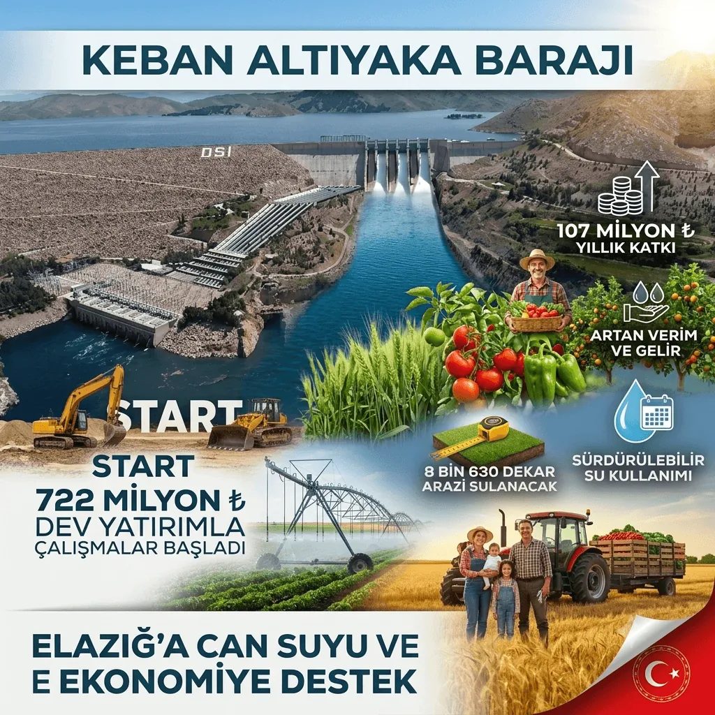 722 Milyon Liralık Dev Yatırım Başladı! Elazığ Keban Altıyaka Barajı 8 Bin 630 Dekar Araziye Can Suyu Taşıyacak