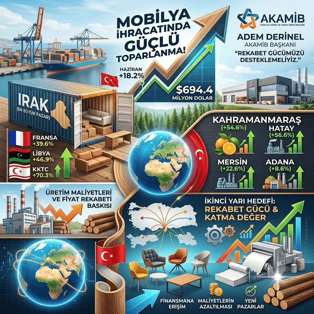 AKAMİB Mobilya İhracatında Haziranda Güçlü Toparlanma, İkinci Yarıda Rekabet Gücü Öne Çıkacak