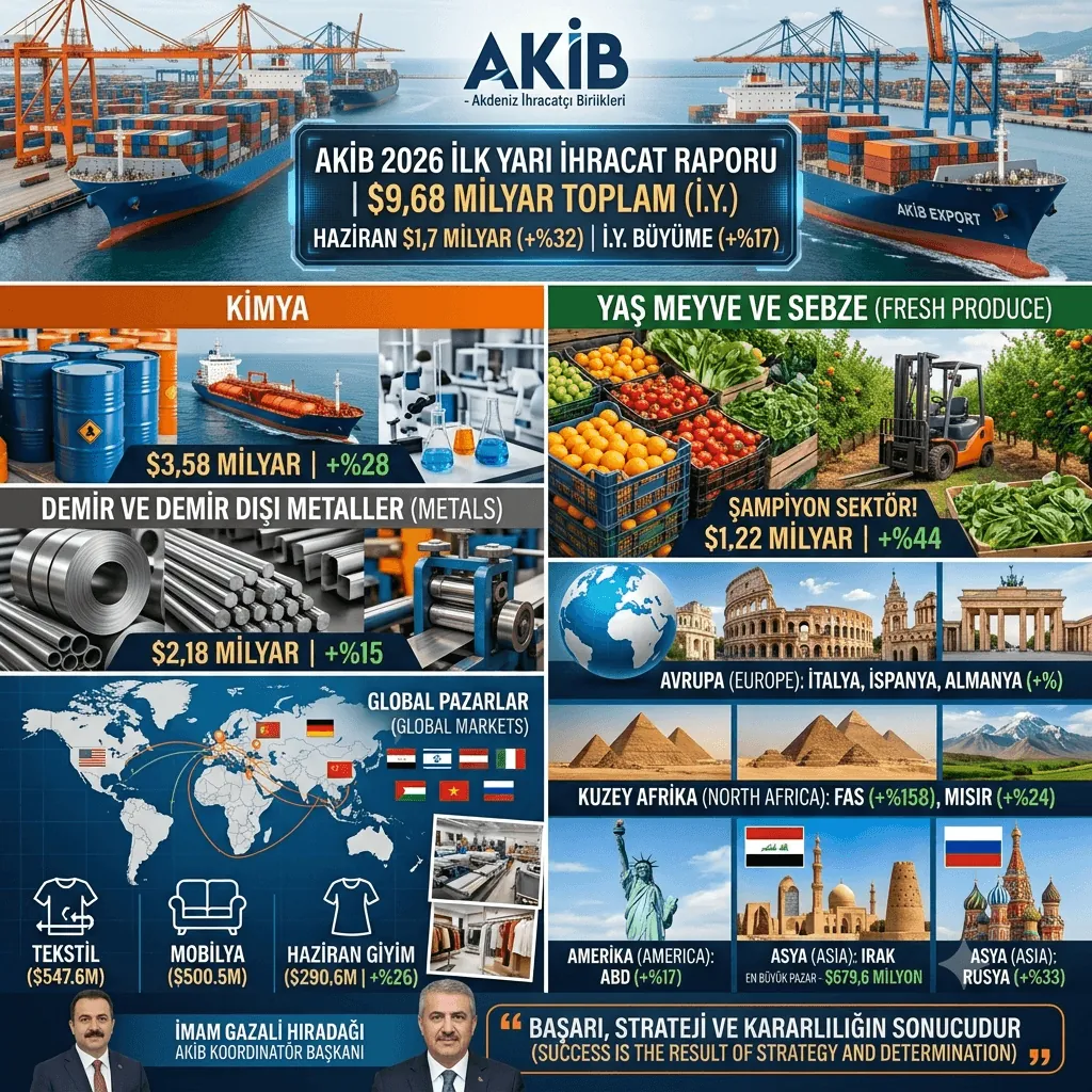 AKİB'DEN İLK YARIDA 9,68 MİLYAR DOLARLIK İHRACAT! HAZİRAN AYINDA YÜZDE 32'LİK REKOR ARTIŞ