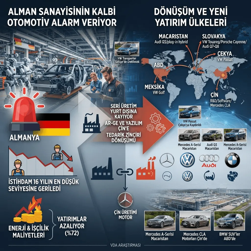 Almanya'da Otomotiv Krizi Derinleşiyor: Volkswagen, Mercedes ve BMW Üretimi Yurt Dışına Taşıyor