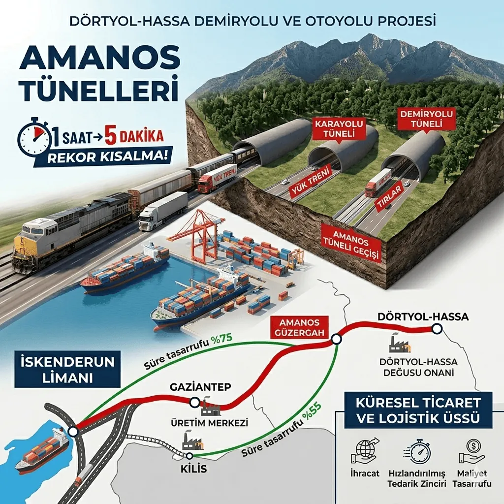 Amanos Tünelleriyle Dev Lojistik Hamle: İskenderun Limanı’na Ulaşım 1 Saatten 5 Dakikaya Düşecek