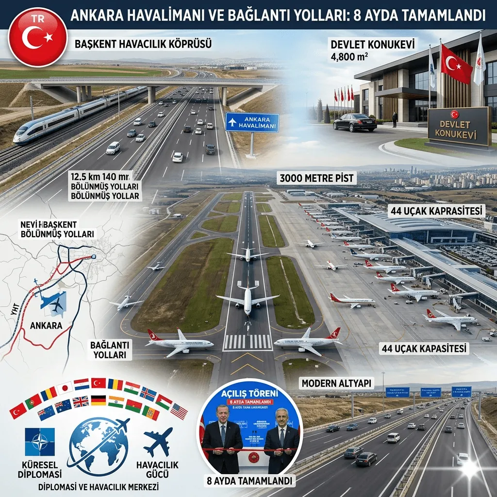 Ankara Havalimanı ve Bağlantı Yolları Açıldı: 8 Ayda Tamamlanan Dev Proje Başkente Stratejik Güç Kattı