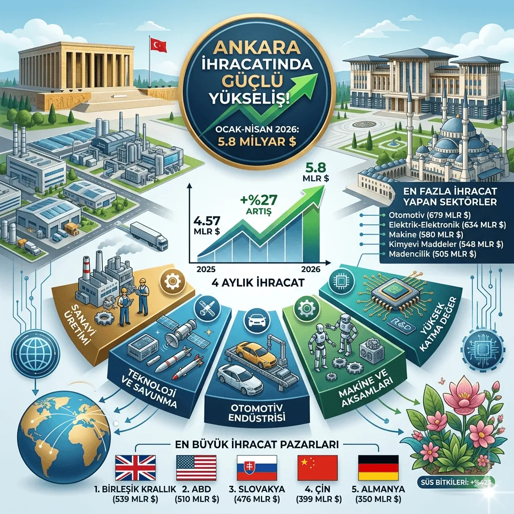 Ankara İhracatta Rekor Kırdı! 4 Ayda 5,8 Milyar Doları Aştı, Otomotiv Sektörü Zirvede