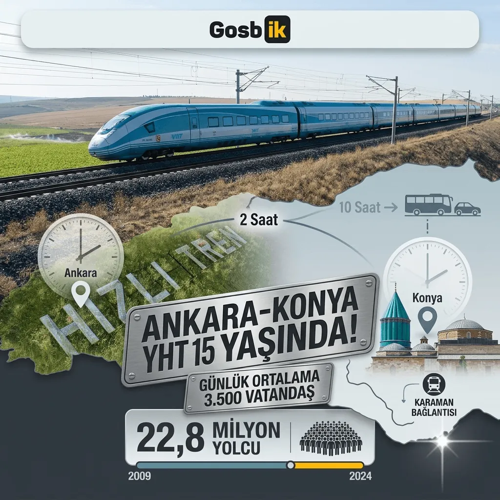 Ankara-Konya YHT Hattı 15 Yaşında: 22,8 Milyon Yolcu Taşıdı, Seyahat Süresi 2 Saatin Altına İndi