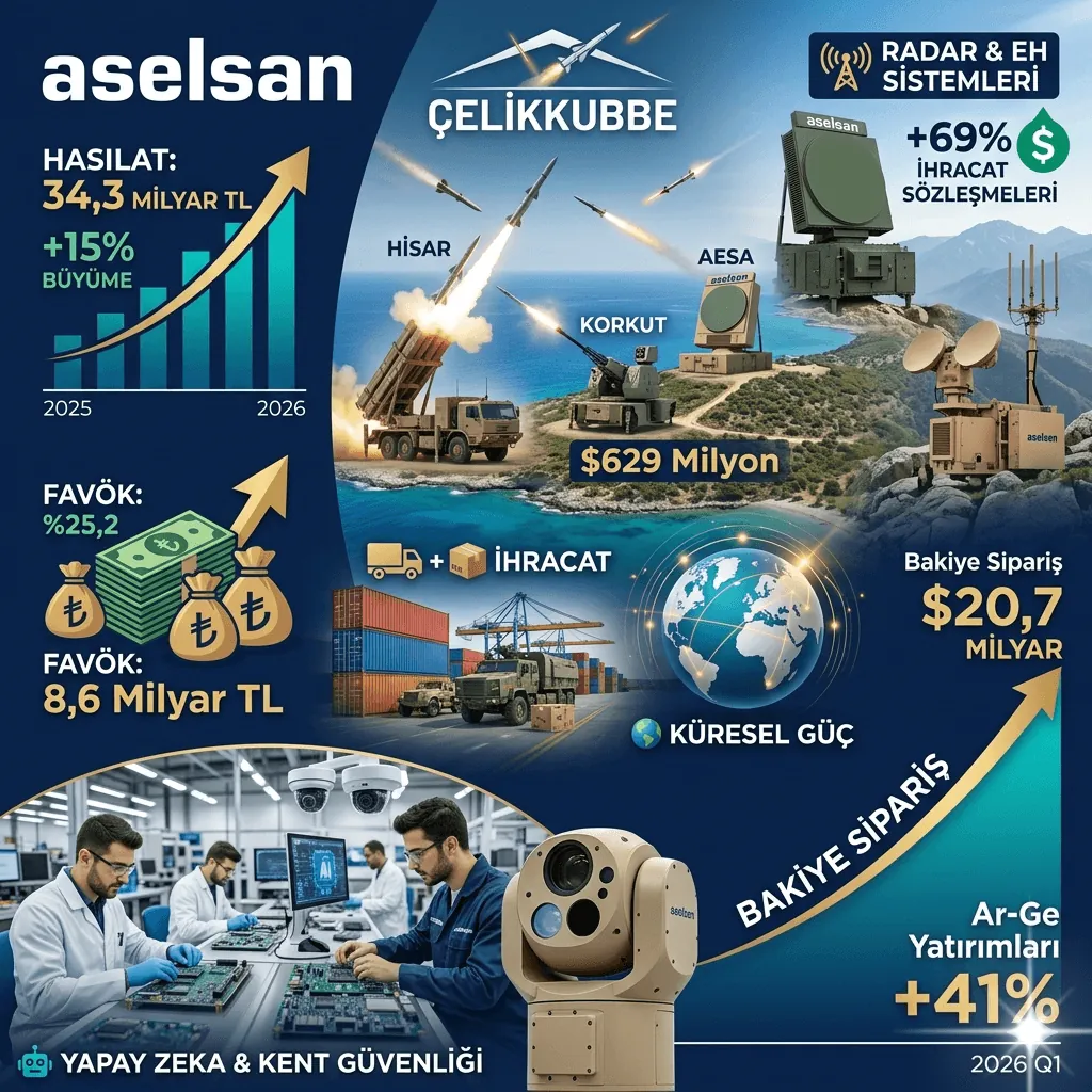 ASELSAN’dan Rekor Büyüme! 2026 İlk Çeyrekte Hasılat 34,3 Milyar TL’ye Ulaştı, İhracat Sözleşmeleri Yüzde 69 Arttı