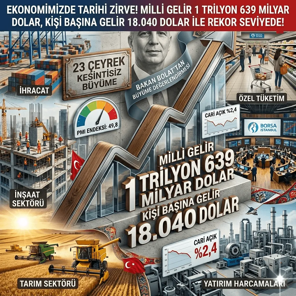 Bakan Bolat’tan Güçlü Büyüme Mesajı: Türkiye Ekonomisi 23 Çeyrektir Kesintisiz Büyüyor, Milli Gelir Rekor Kırdı