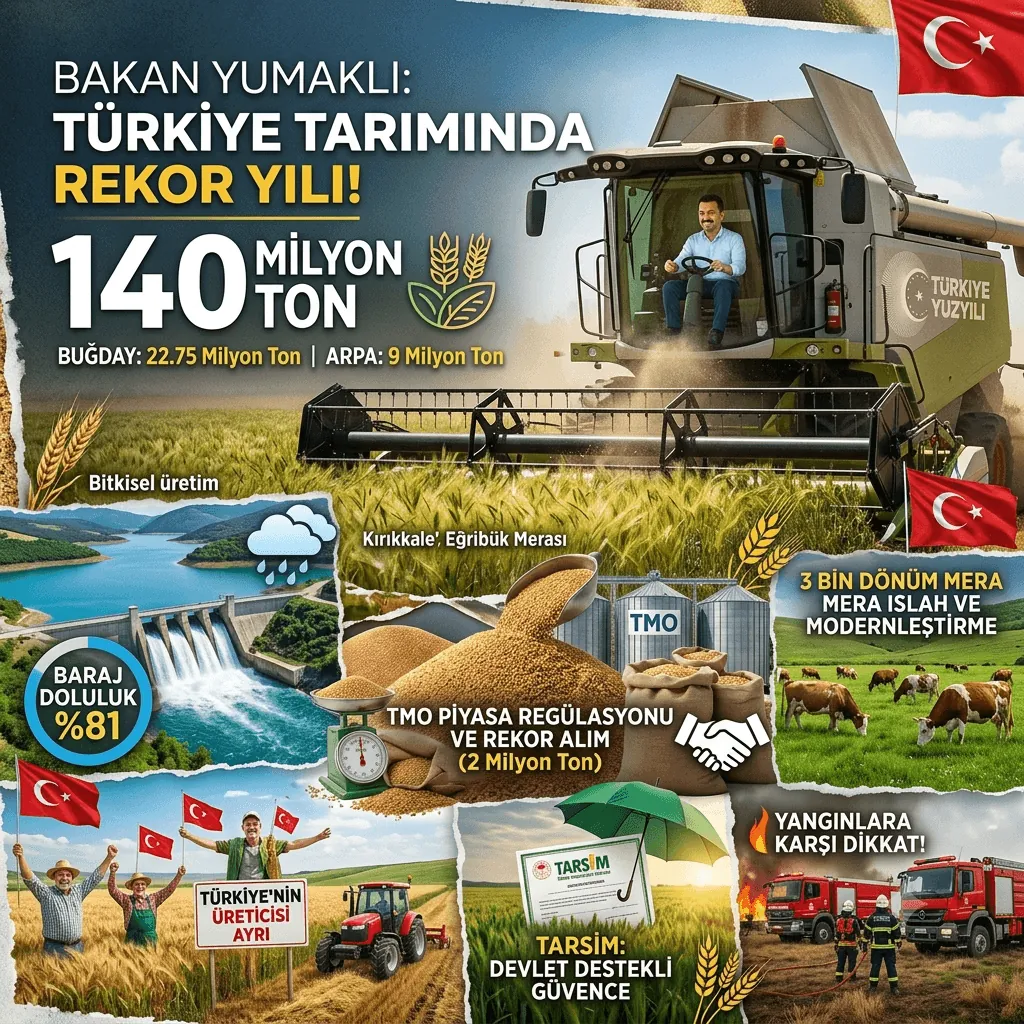 Bakan Yumaklı Müjdeyi Verdi: Türkiye Tarımında Rekor Yıl! Buğday 22,75 Milyon Ton, Arpa 9 Milyon Tona Ulaşıyor