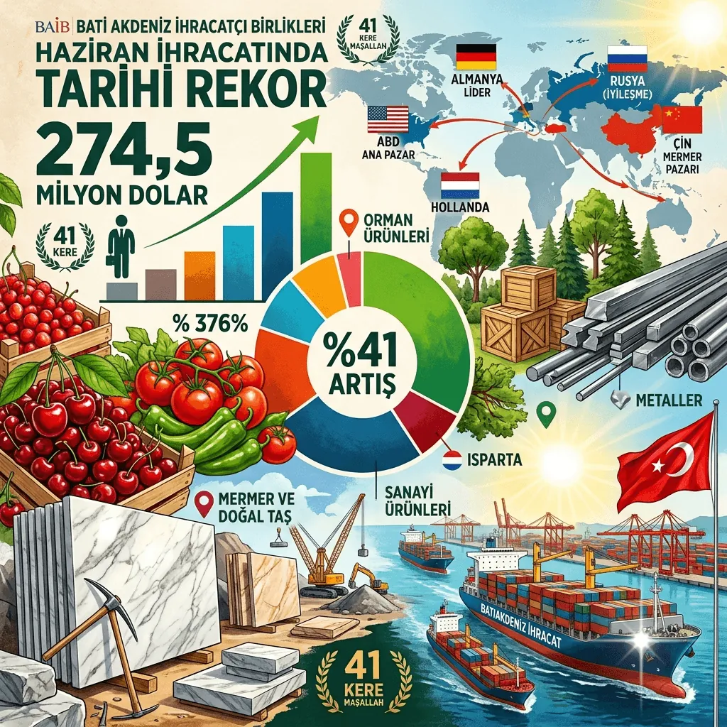 Batı Akdeniz İhracatında Tarihi Rekor! Haziranda Yüzde 41 Artış, Kiraz ve Yaş Meyve Sebze Zirveye Taşıdı