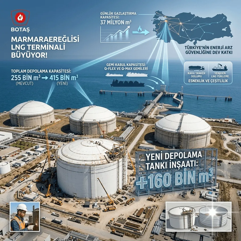 BOTAŞ’tan Dev Enerji Hamlesi! Marmaraereğlisi LNG Terminali’nin Depolama Kapasitesi 415 Bin Metreküpe Çıkıyor