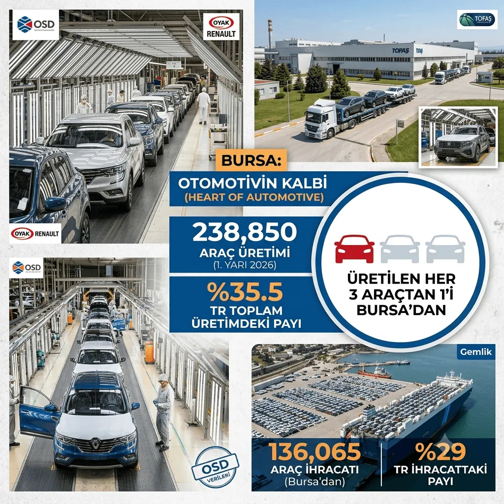 Bursa Zirvede! Türkiye'de Üretilen Her 3 Araçtan 1'i Bursa'dan Çıktı, Otomotivde Liderlik Güçleniyor
