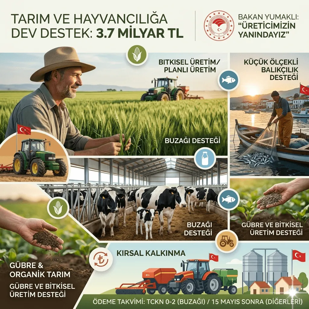 Çiftçilere 3,7 Milyar TL Destek Ödemesi: Buzağı, Gübre ve Kırsal Kalkınma Destekleri Hesaplara Yatıyor