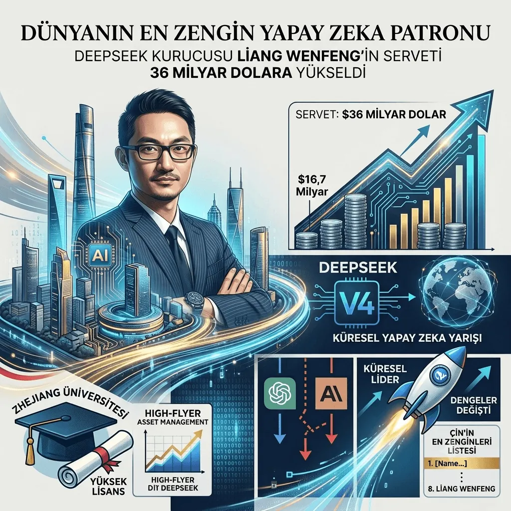 DeepSeek Kurucusu Liang Wenfeng Zirvede! 36 Milyar Dolarlık Servetiyle Dünyanın En Zengin Yapay Zeka Patronu Oldu