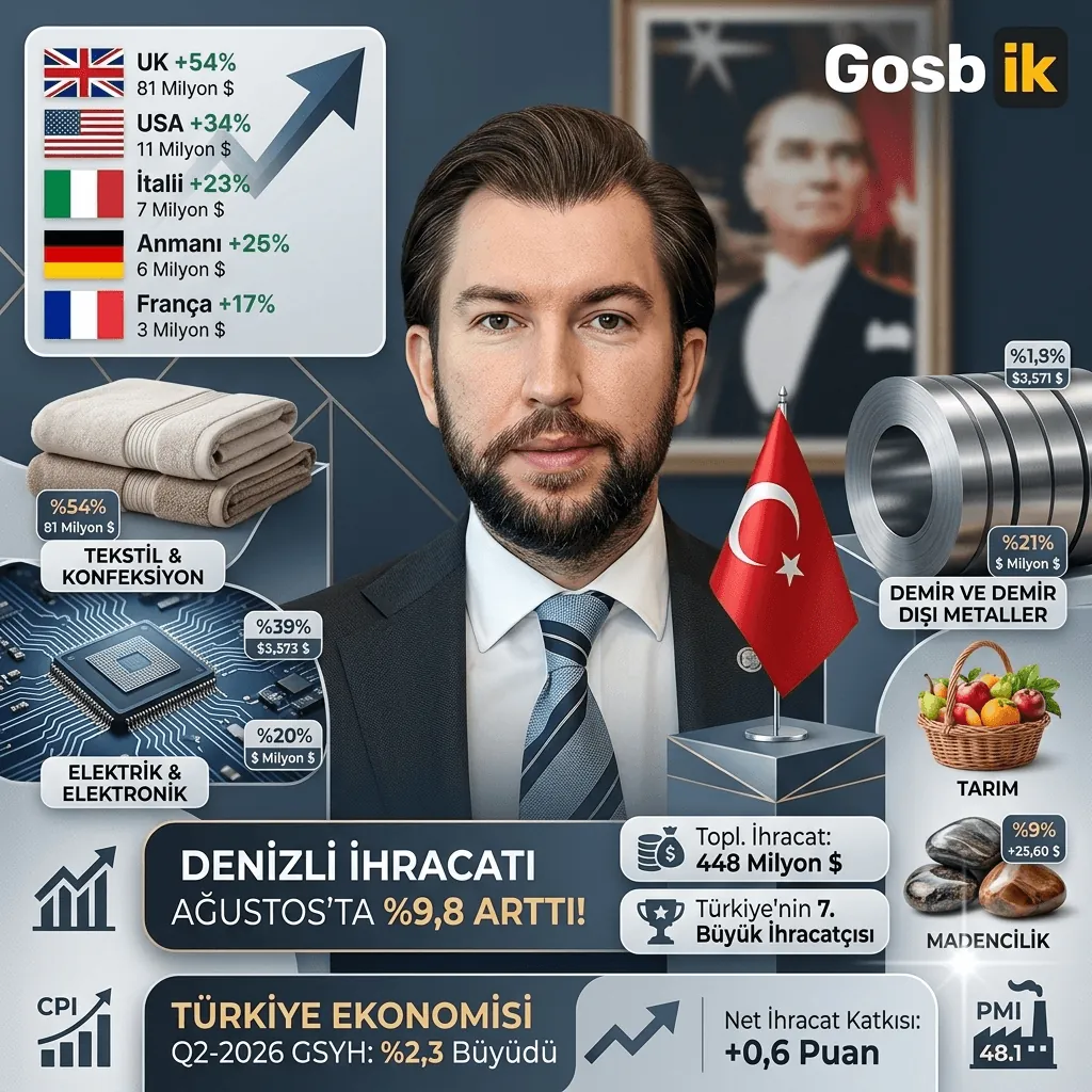 Denizli İhracatta Rekor Peşinde! Ağustosta 448 Milyon Dolara Ulaştı, 5 Milyar Dolarlık Eşiğe Dayandı