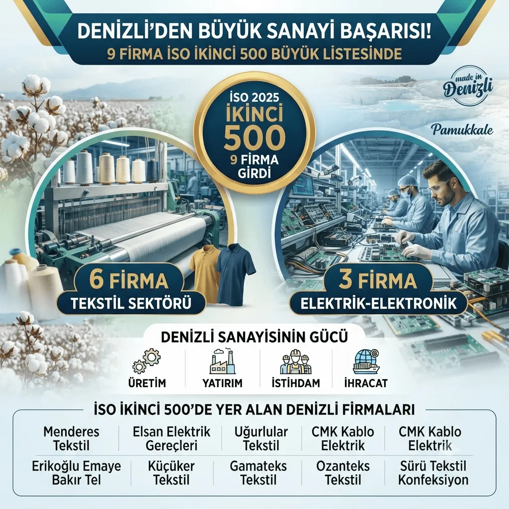 Denizli Sanayisinin Gururu! İSO İkinci 500 Listesine Giren 9 Firma Üretim Gücünü Tescilledi