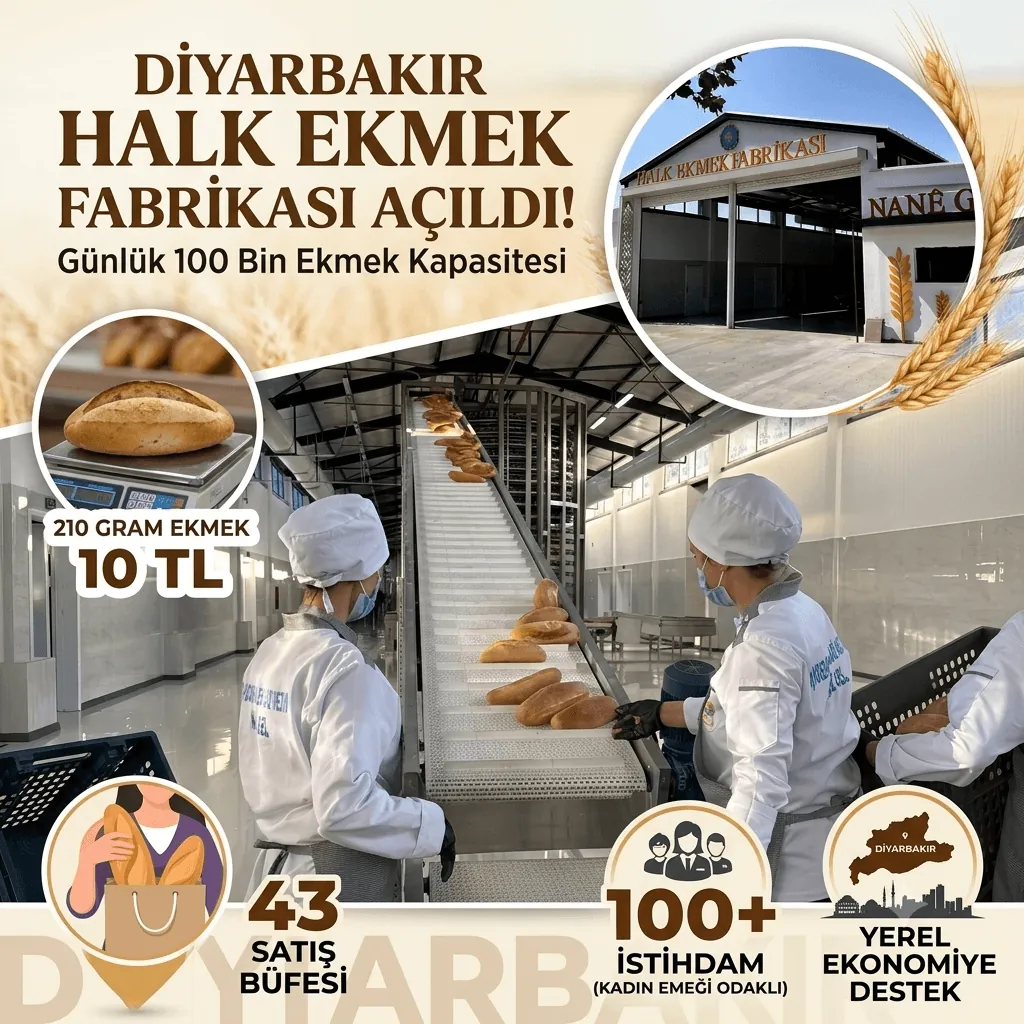 Diyarbakır'da Halk Ekmek Fabrikası Açıldı! Günde 100 Bin Ekmek Üretecek, 210 Gram Ekmek 10 TL'den Satılacak