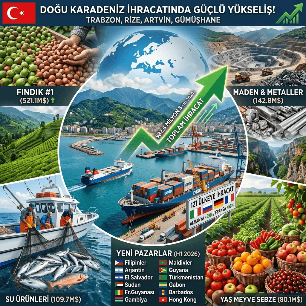 Doğu Karadeniz İhracatında Rekor Yükseliş! İlk 6 Ayda 982,6 Milyon Dolara Ulaşıldı, Fındık Zirvedeki Yerini Korudu