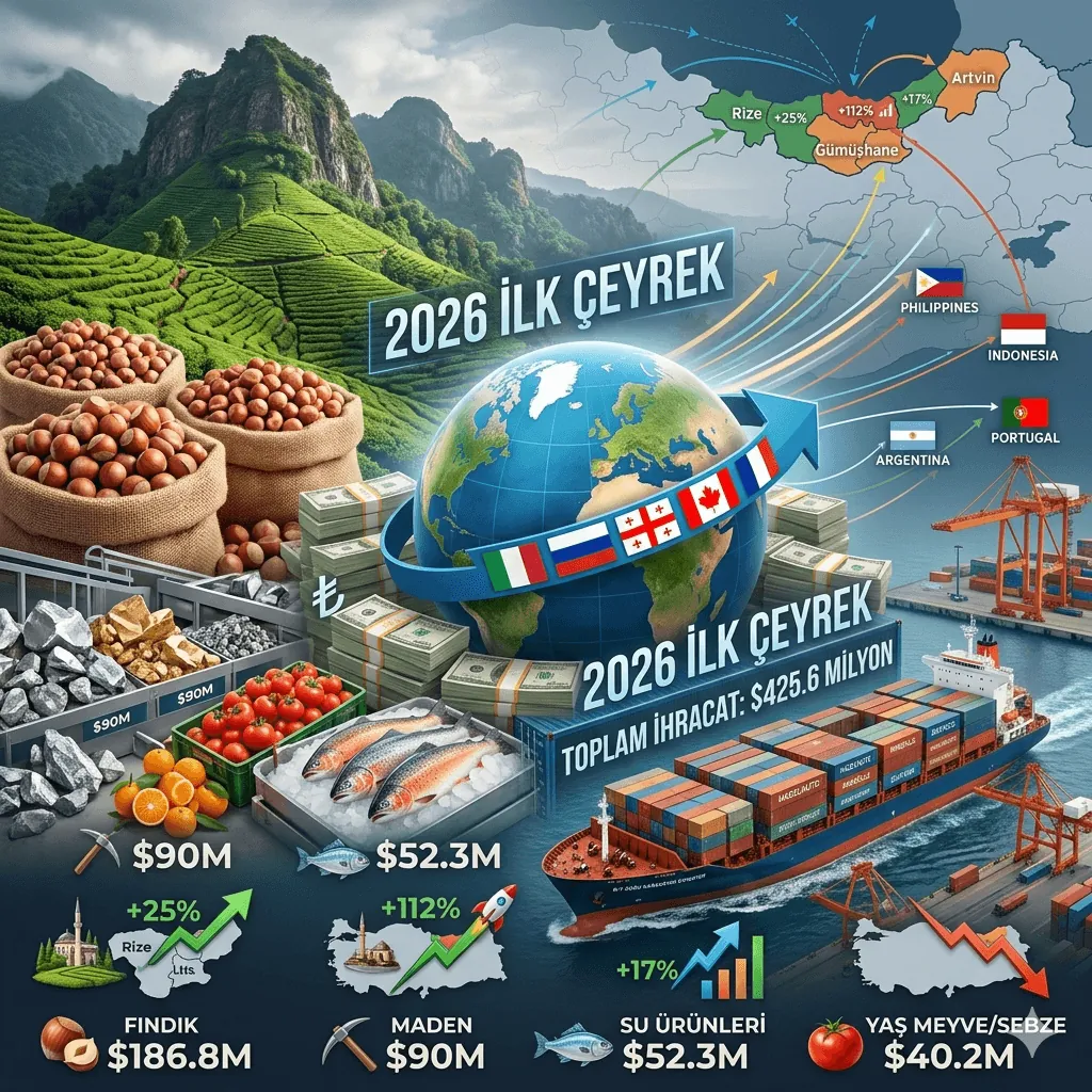 Doğu Karadeniz İhracatta Gücünü Gösterdi! 2026’nın İlk Çeyreğinde 425,6 Milyon Dolarlık Dev Performans