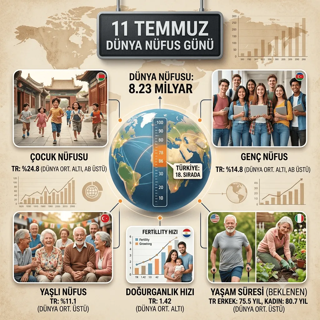 Dünya Nüfus Günü 2026: Türkiye Nüfusta 18. Sırada, Yaşlanma ve Doğurganlık Verileri Dikkat Çekti