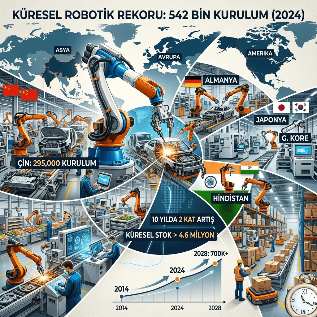 Dünya Robotik 2025 Raporu: Küresel Robot Talebi 10 Yılda İki Katına Çıktı, 2024’te 542 Bin Kurulumla Rekor Seviyeye Ulaştı