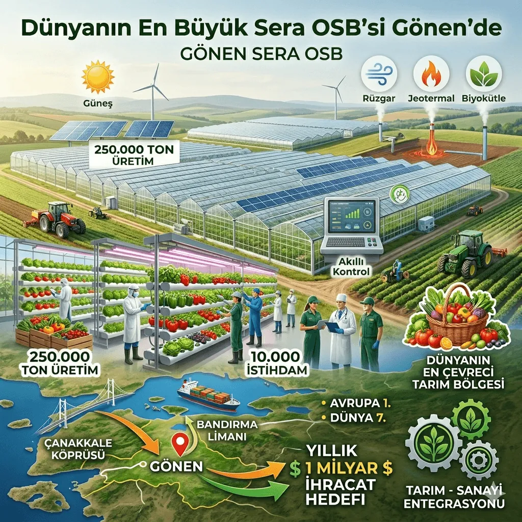 Dünyanın En Büyük Sera OSB’si Gönen’de Kuruluyor: 250 Bin Ton Üretim ve 10 Bin Kişilik Dev İstihdam Hedefi