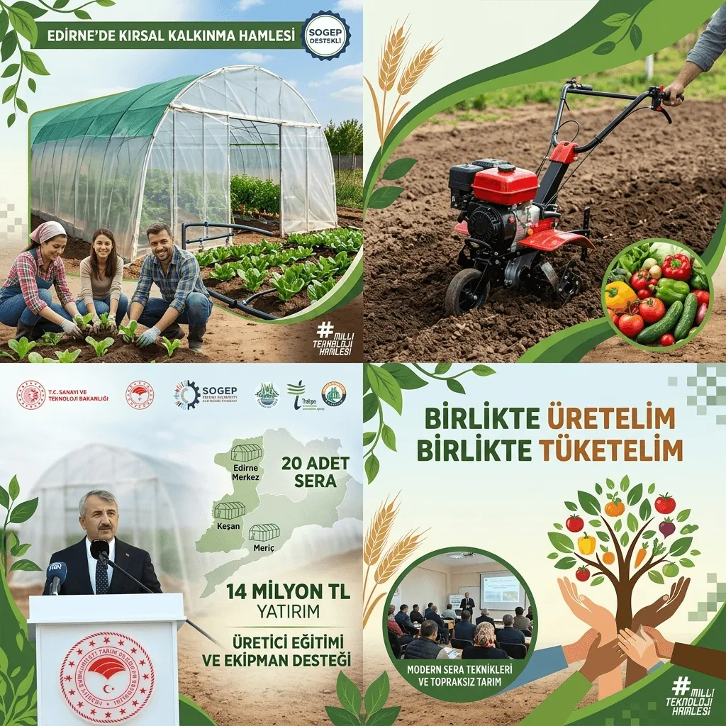 Edirne’ye 14 Milyon TL’lik SOGEP Desteği! 20 Modern Sera ile Kırsal Kalkınmada Yeni Dönem