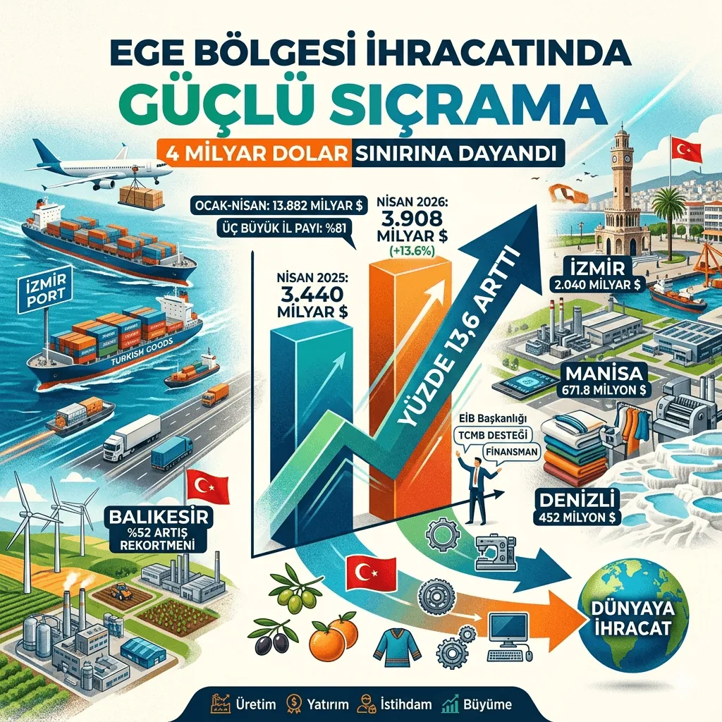 Ege Bölgesi İhracatı 3,9 Milyar Dolara Ulaştı | Nisan’da Güçlü Artış ve Türkiye Ekonomisine Pozitif Sinyal