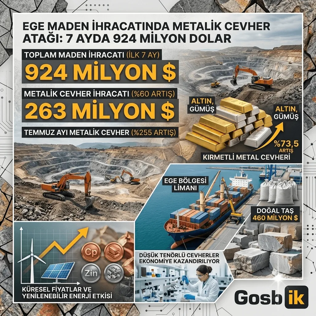 Ege'den Maden İhracatında Büyük Sıçrama: 7 Ayda 924 Milyon Dolara Ulaştı, Metalik Cevher Yüzde 60 Arttı