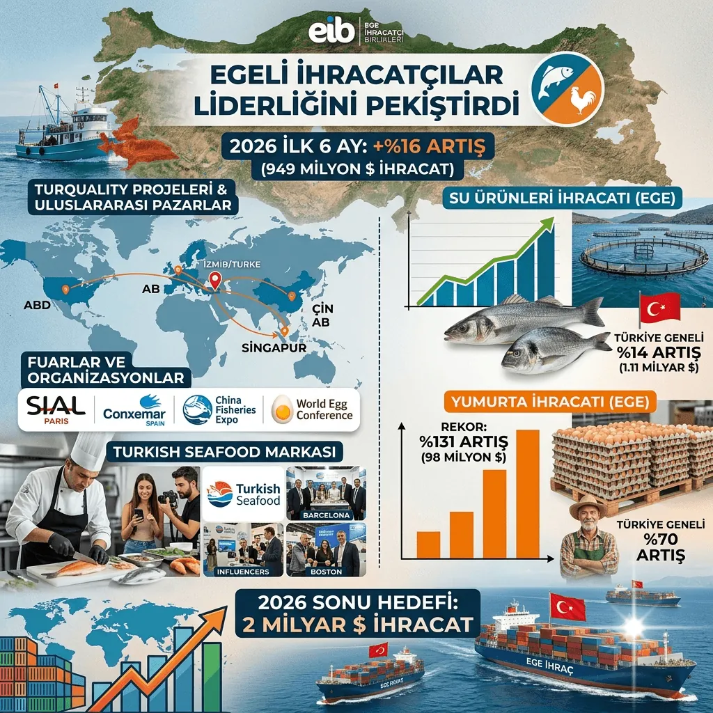 Egeli İhracatçılardan 949 Milyon Dolarlık Rekor! Türkiye'nin Su Ürünleri ve Hayvansal Mamuller İhracatının Yarısını Tek Başına Gerçekleştirdi