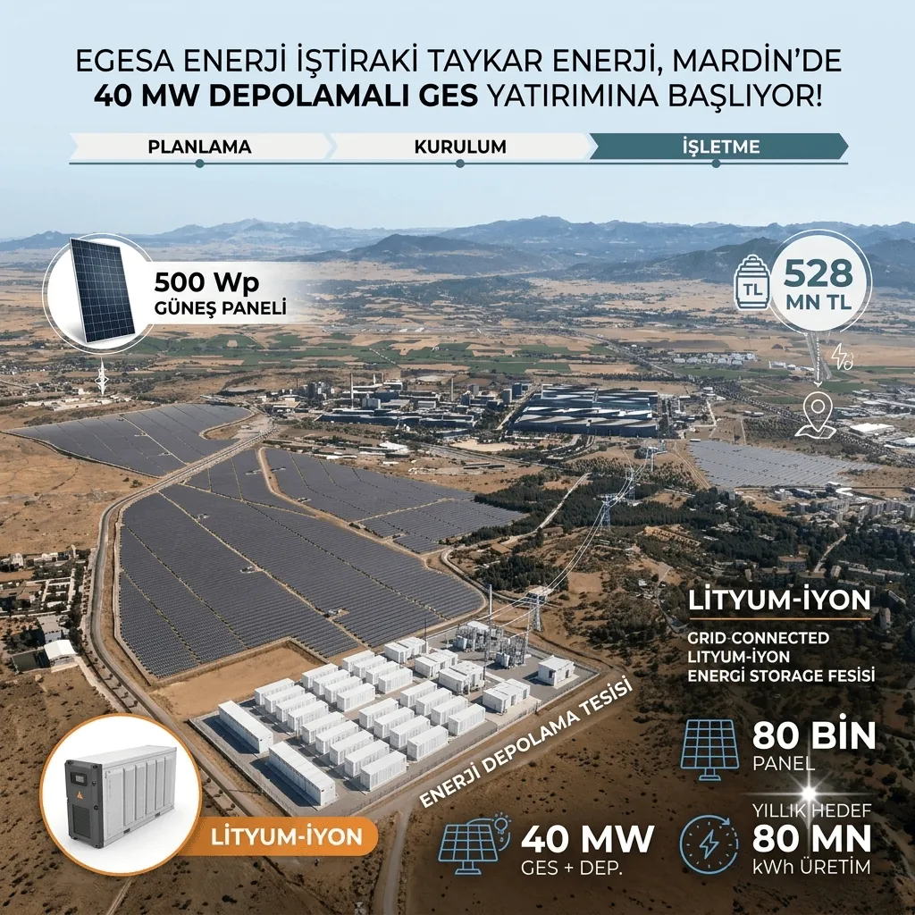 Egesa Enerji’den 528 Milyon TL’lik Dev Yatırım! Mardin’de 40 MW Depolamalı GES Kuruluyor