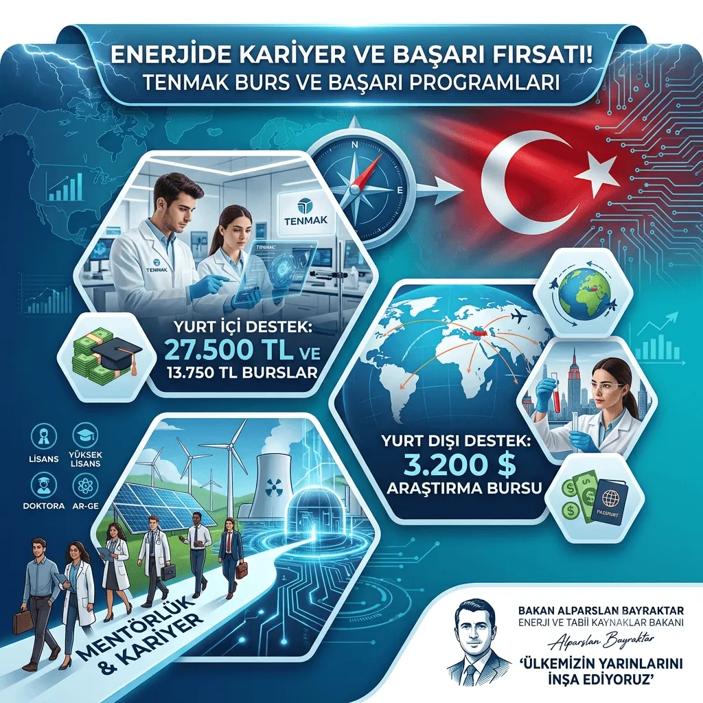 Enerjide Kariyer Yapmak İsteyen Gençlere Büyük Fırsat! TENMAK'tan 68 Bin 750 TL ve 3 Bin 200 Dolara Varan Burs Desteği