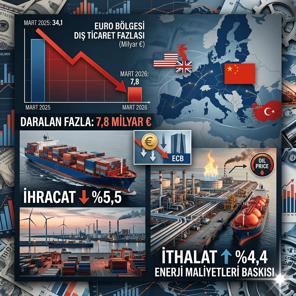 Euro Bölgesi Dış Ticaret Fazlası Sert Geriledi: Mart 2026 Verileri Ekonomide Yavaşlamayı Gösteriyor