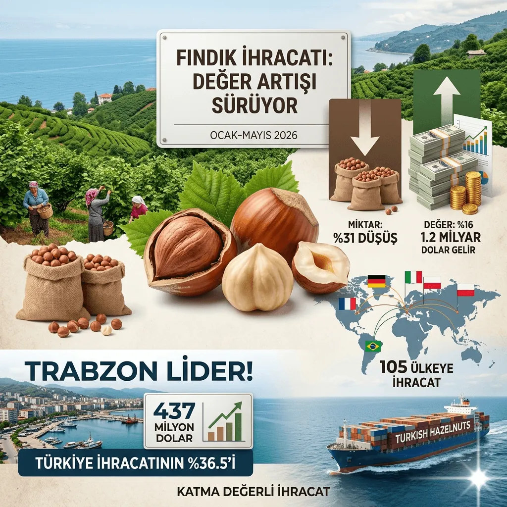 Fındık İhracatında Rekor Değer Artışı! 1,2 Milyar Dolar Gelir,105 Ülkeye İhracat, Trabzon Zirvede