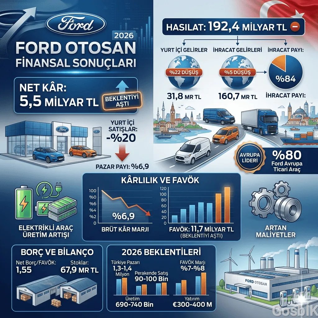 Ford Otosan’dan Beklentiyi Aşan Kâr: 5,5 Milyar TL Net Kâr, Gelir 192,4 Milyar TL