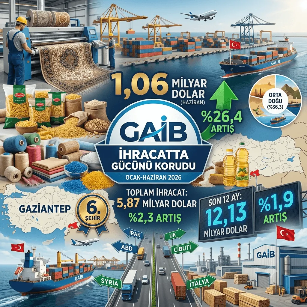 GAİB İhracatta Gücünü Korudu! Haziran'da 1,06 Milyar Doları Aştı, Gaziantep Türkiye'nin 6. İhracat Şehri Oldu