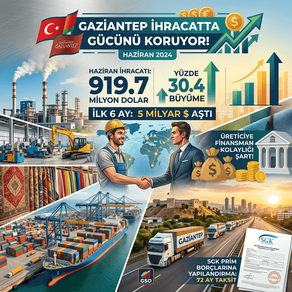 Gaziantep İhracatında Güçlü Sıçrama! Haziran’da 920 Milyon Dolara Yaklaşıldı, İlk 6 Ayda 5 Milyar Dolar Aşıldı