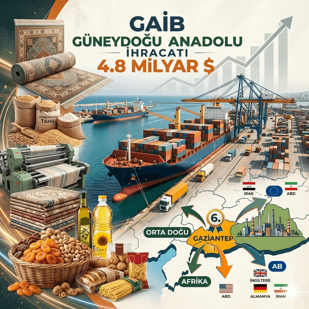 Gaziantep Liderliğinde Güneydoğu Anadolu’dan 5 Ayda 4,8 Milyar Dolarlık İhracat! 195 Ülkeye Satış Yapıldı