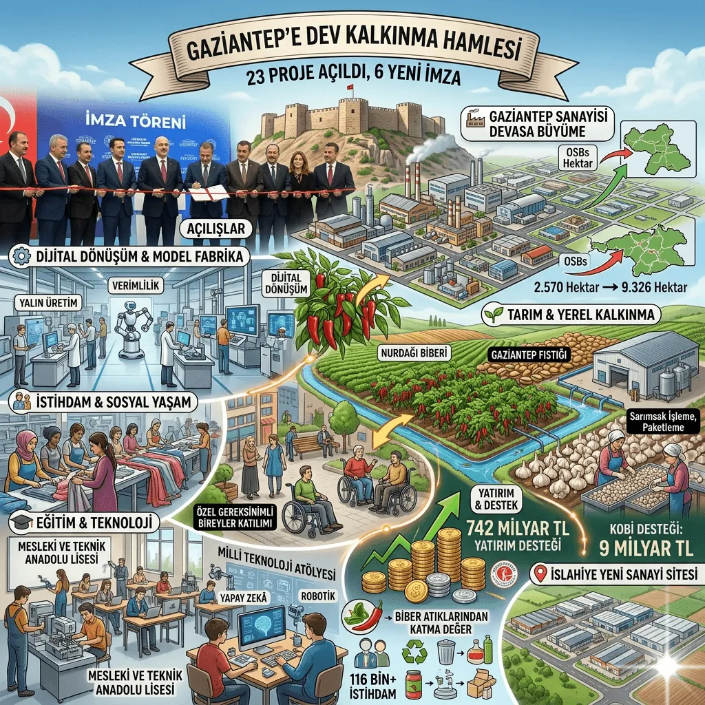 Gaziantep’e Dev Kalkınma Hamlesi: 23 Proje Açıldı, 6 Yeni Yatırım İçin İmzalar Atıldı