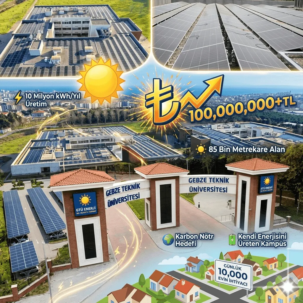 Gebze Teknik Üniversitesi Kendi Enerjisini Üreten Üniversite Oluyor: 12 Bin Güneş Paneliyle Yıllık 100 Milyon TL Tasarruf