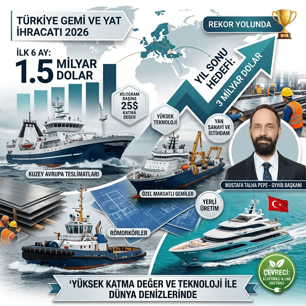 Gemi ve Yat Sektörü İhracatta Rekora Koşuyor! İlk 6 Ayda 1,5 Milyar Dolar, Hedef 3 Milyar Dolar