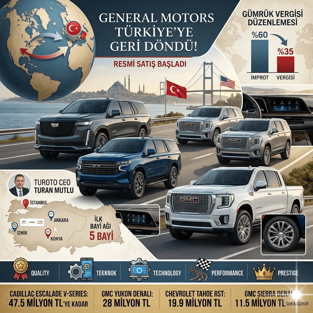 General Motors Türkiye’ye Geri Döndü: Cadillac, Chevrolet ve GMC Lüks Modelleri Satışa Sunuldu