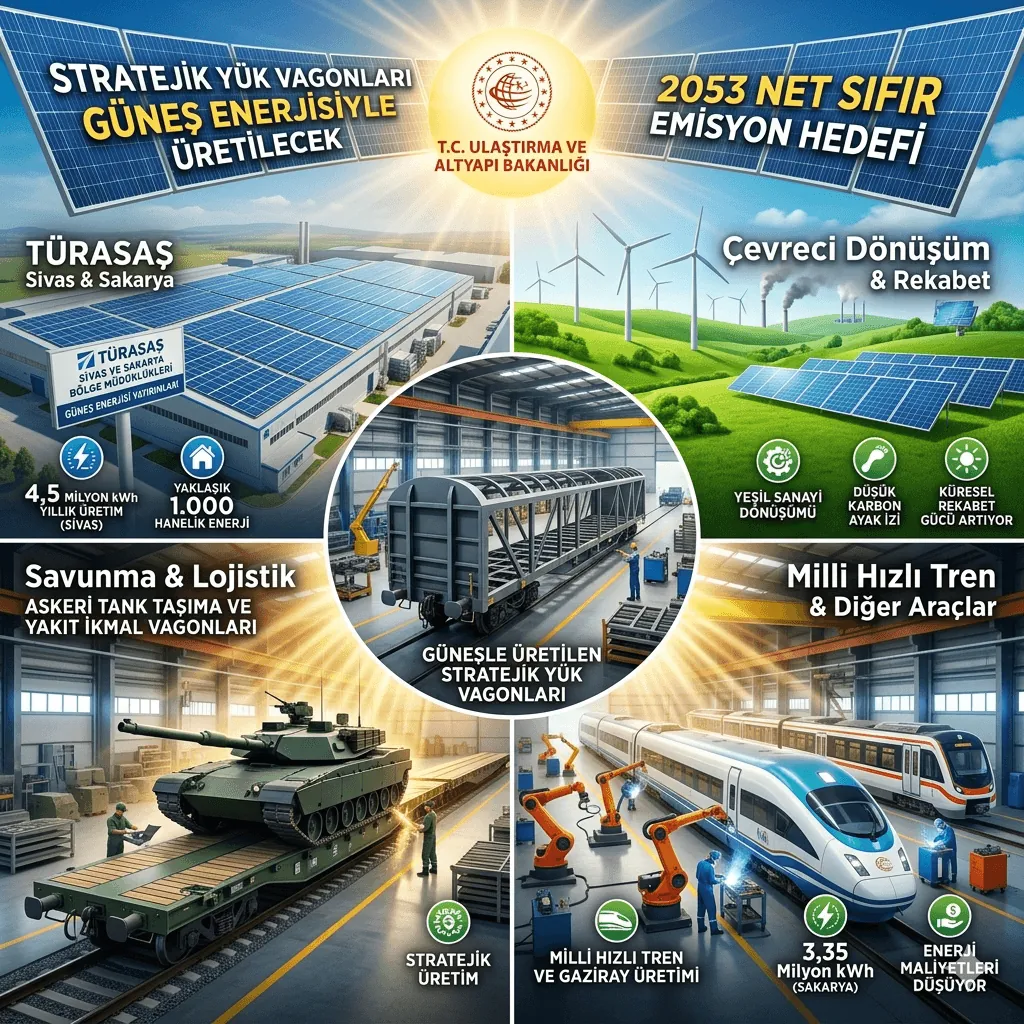 Güneş Enerjisiyle Vagon Üretimi Başlıyor! TÜRASAŞ’tan Savunma ve Lojistiğe Yeşil Dönüşüm Hamlesi