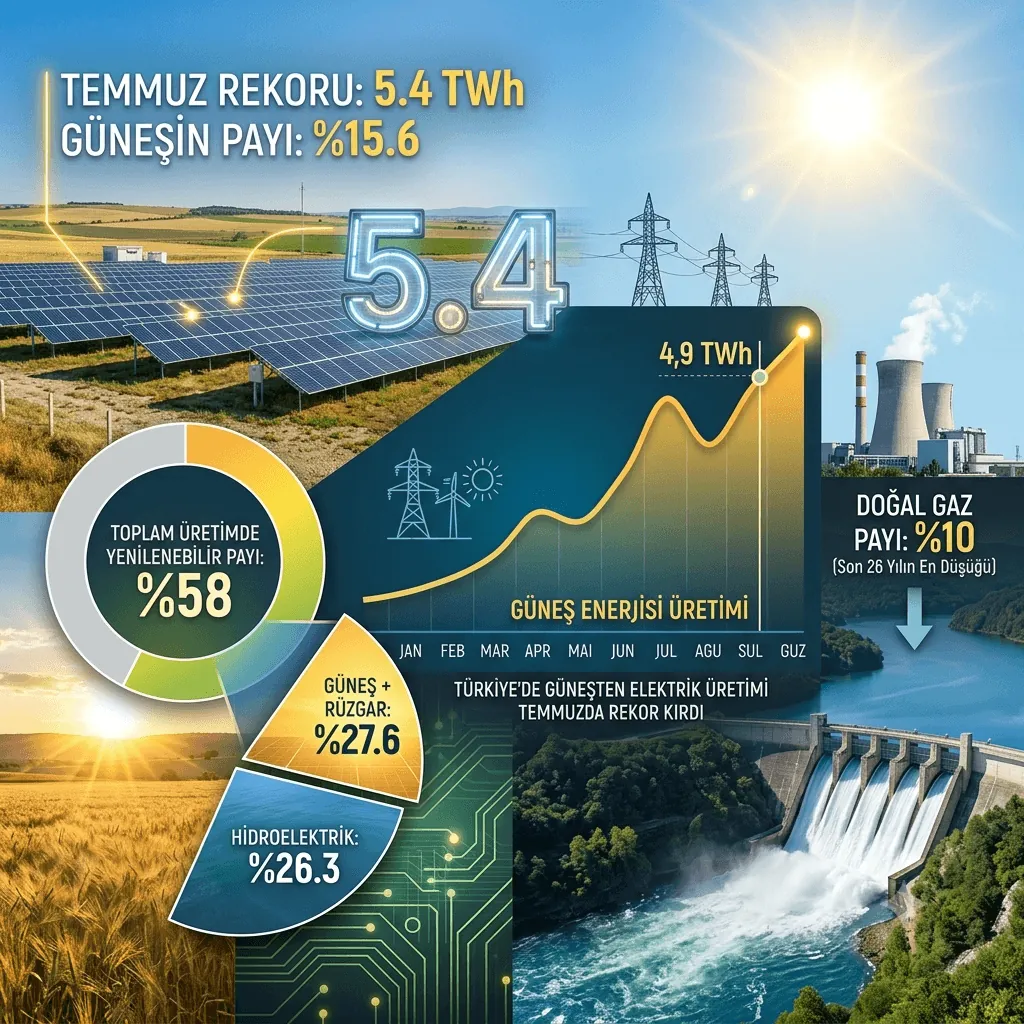 Güneşten Elektrik Üretiminde Rekor! Temmuzda Tarihin En Yüksek Seviyesi Görüldü