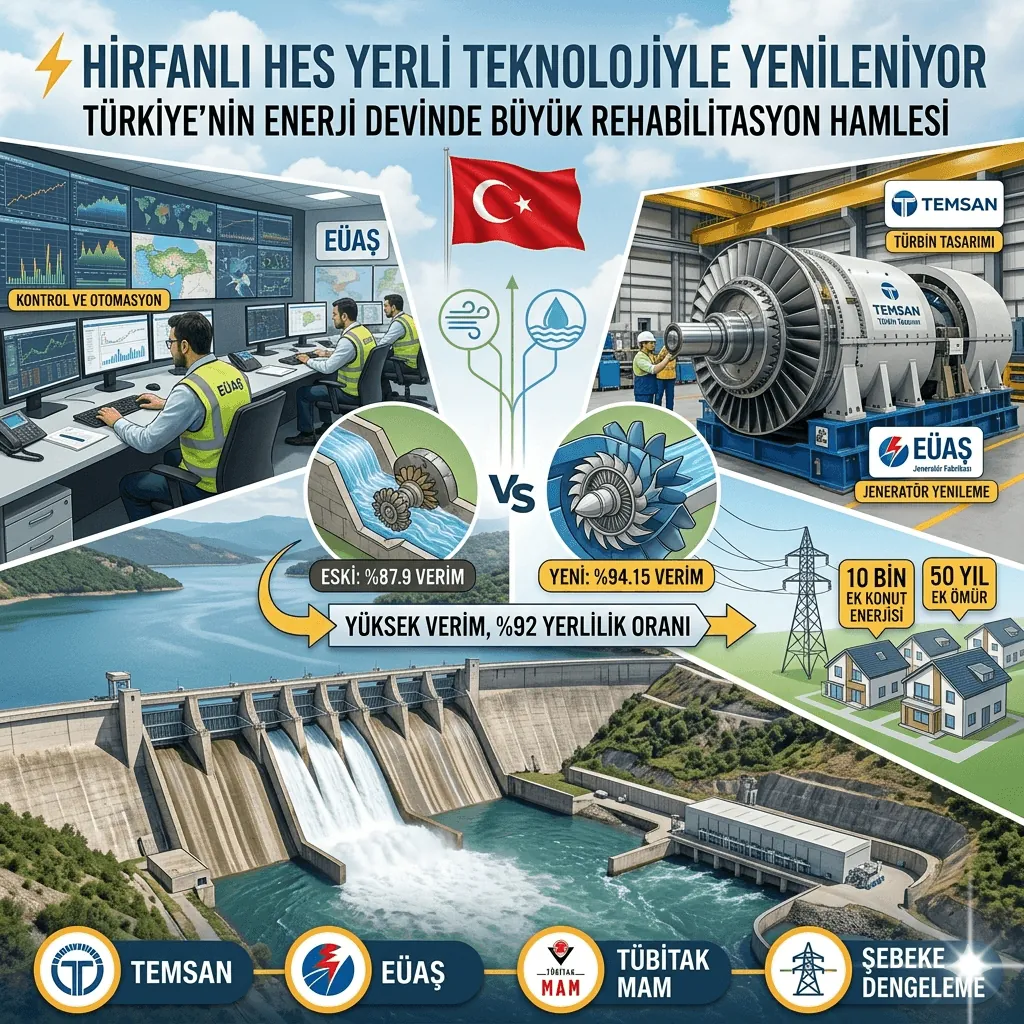 Hirfanlı HES’te Yerli Teknoloji Dönemi: Verim %94’e Çıkıyor, Santralin Ömrü 50 Yıl Uzuyor